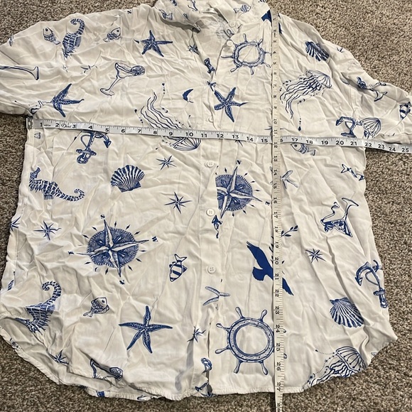 Cupshe Long sleeve Oversized Nautical Marine Blouse Large Medium - Picture 6 of 6